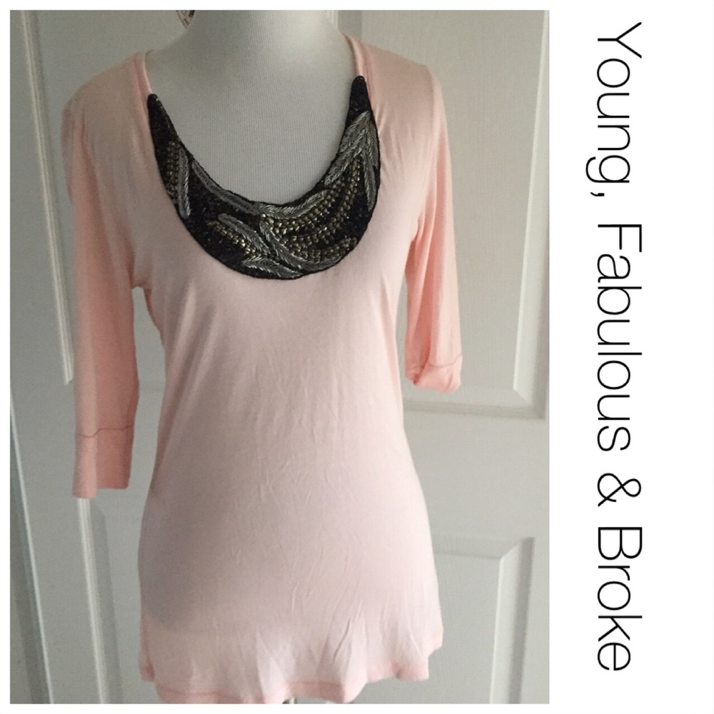 Young, Fab & Broke Metallic Bib Top Pink M